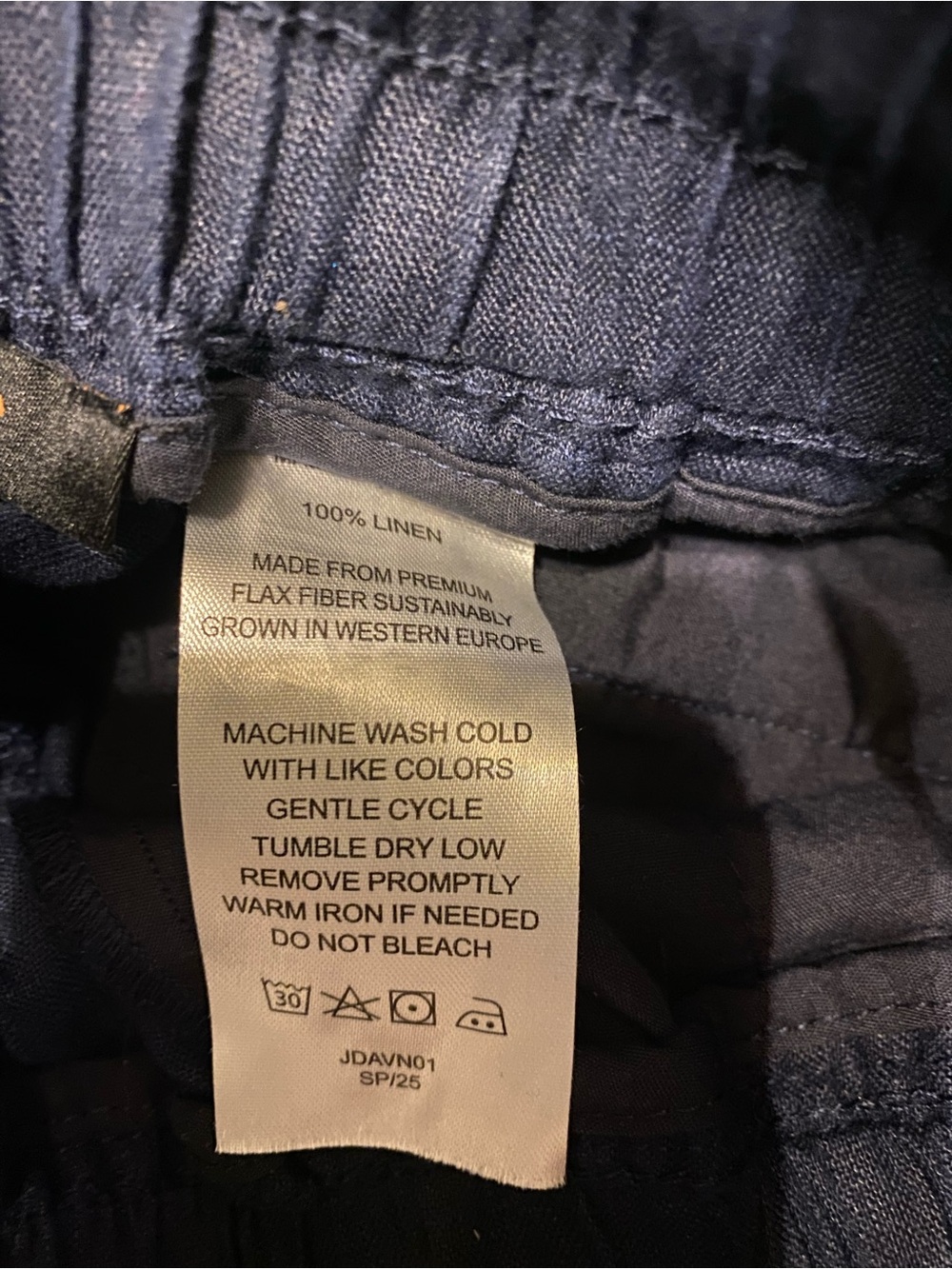 Quince Navy Drawstring Linen Pants - Picture 3 of 4